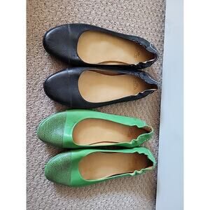 2 Pair / Lot Peter Millar Leather Snake Cap Toe Ballet Flats Shoes Women Sz 6.5M